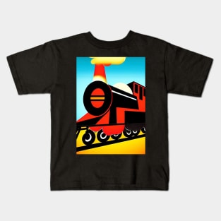 POPART COMIC STYLE RED AND BLACK STEAM TRAIN Kids T-Shirt